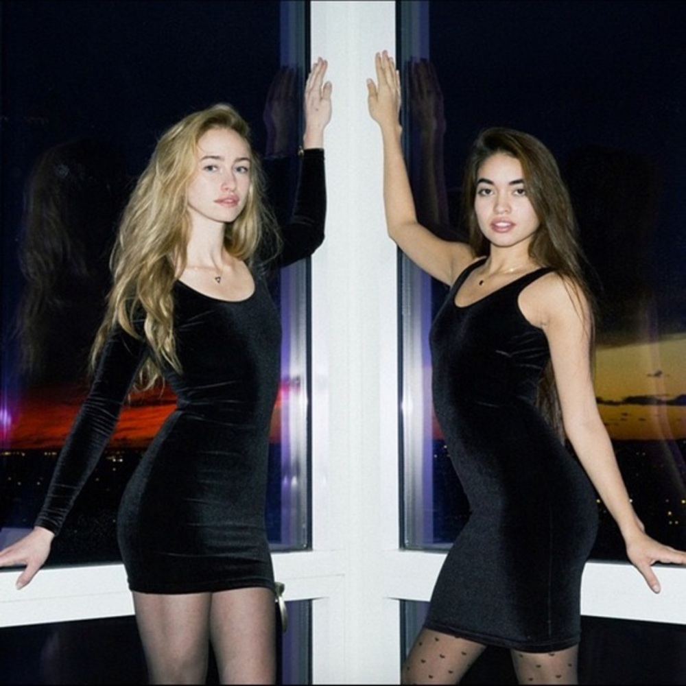 American Apparel Black Velvet Bodycon Dress
